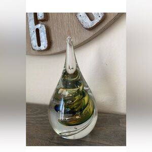 M Pyrcak  Crystal Hand Mouth Blown PaperWeight  Art Glass Swirl